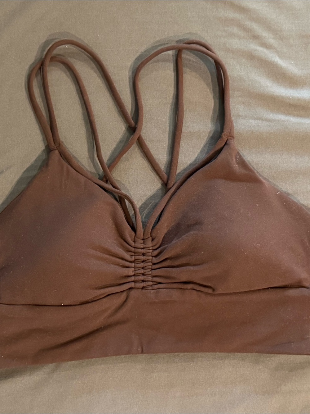 lululemon athletica Brown Ruched Strappy Sports Bra